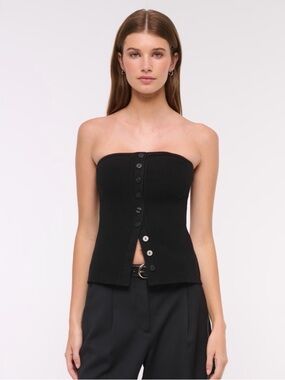 Abercrombie & Fitch Ottoman Black ribbed sleeveless top